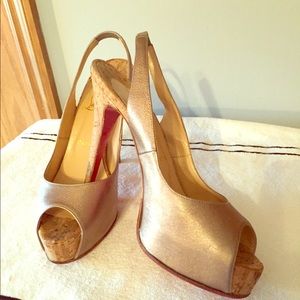 Metallic sling backs, original box and dust bag